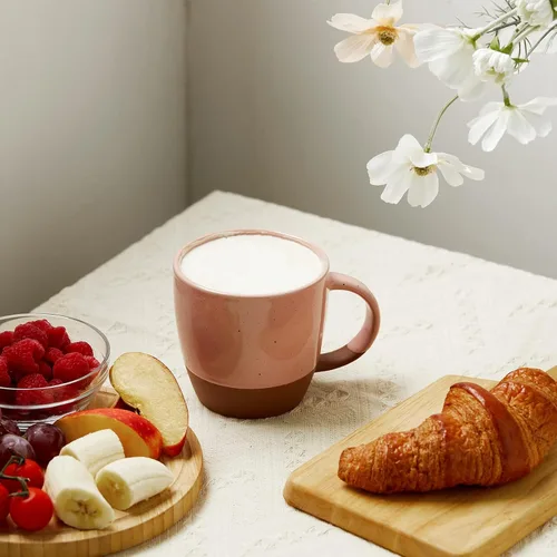 Miniatura 6 de Juego de 6 tazas de café de cerámica en color Morandi (grandes), tazas de café de 18 oz con asa, taza de café con leche, taza grande para mujeres