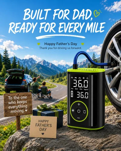 Miniatura 2 de Roadvo [10000 mAh] Inflador de neumáticos Compresor de aire portátil - Bomba de aire eléctrica inalámbrica 150PSI 3 veces más rápida para neumáticos
