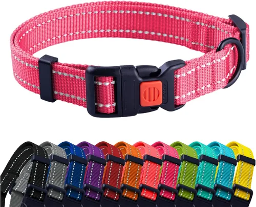 Miniatura 25 de CollarDirect Collar reflectante para perro o cachorro pequeño, mediano y grande con hebilla de liberación rápida, para machos y hembras, nailon Rojo