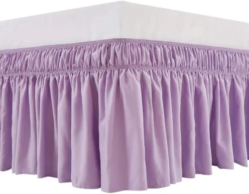Miniatura 23 de MEILA - Faldón de cama envolvente con tres lados de tela y elástico, con volantes de 14 pulgadas, caída a medida, fácil de instalar, resistente a