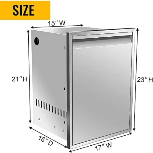 Miniatura 2 de Cajón de basura integrado, cajón de basura extraíble, cajón de tanque de propano para cocina al aire libre, cajón de tanque de propano para 17W X