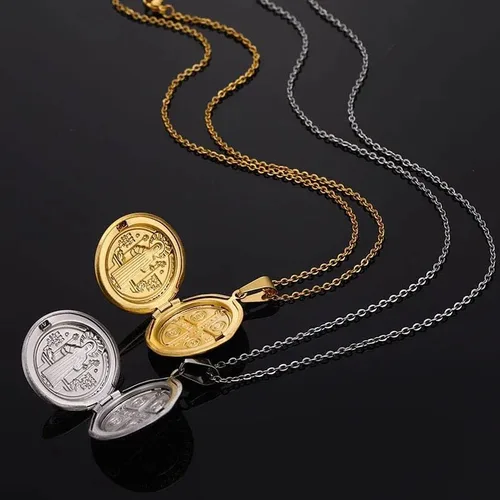 Miniatura 5 de Medalla de San Benito Medalla de Acero Inoxidable Collar para Mujeres Hombres Metal St Benito Cross Medallet Collares de fotos Gargantilla de San