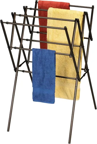 Miniatura 6 de Household Essentials 5175 Estante de secado de ropa plegable de metal expandible, bronce antiguo, almacenamiento
