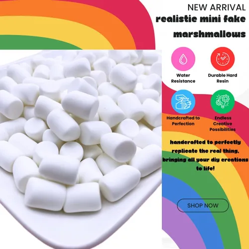 Miniatura 5 de SBN Craft Supplies Juego de malvaviscos de simulación de color blanco, 50 unidades, resina dura, malvaviscos falsos, cabujones, cabujones de arcilla