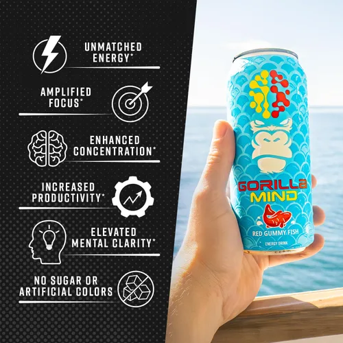 Miniatura 7 de Gorilla Mind Bebida Energética Energía Sin Igual · Enfoque Amplificado N-Acetil-L-Tirosina, Alpha-GPC, 200mg de Cafeína, Uridina, Azafrán Sin