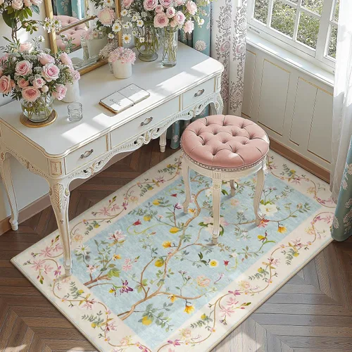Miniatura 60 de Jinchan Alfombra Floral de Pasillo, 2x5, Alfombras Antideslizantes Lavables a Máquina, Alfombra Suave de Pelo Bajo para Pasillo, Resistente a