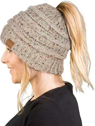 Miniatura 195 de Funky Junque - Gorro para mujer con ranura para cola de caballo