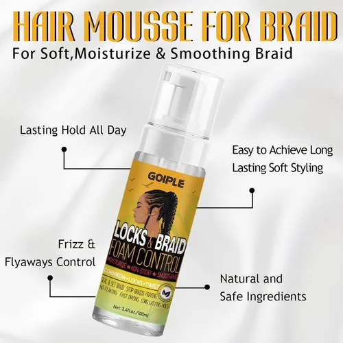 Miniatura 2 de Gel de Trenzado de Agarre Fuerte Extra Fuerte y Domador de Bordes - Domina el Encrespamiento, Mousse Suavizante para Twists, Locs, Trenzas, Cornrows