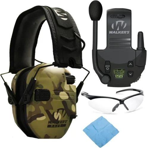 Walker's Razor Shooting Muffs with Walkie Talkie and Shooting Glasses Kit