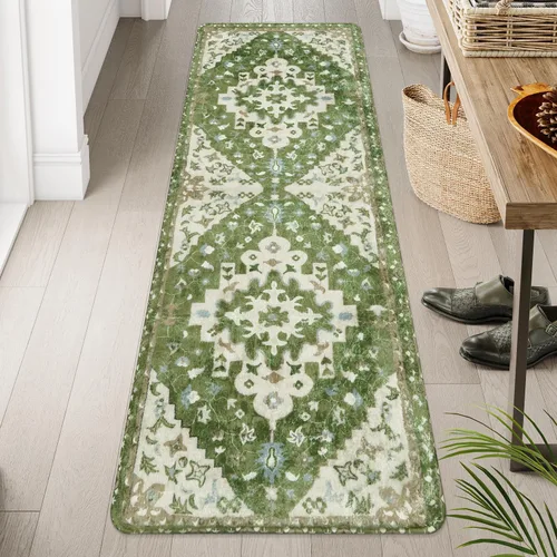 Miniatura 9 de Uphome Alfombra de baño vintage, azul, bohemio, antideslizante, oriental, suave, lavable a máquina, lindas alfombras de baño tribales florales