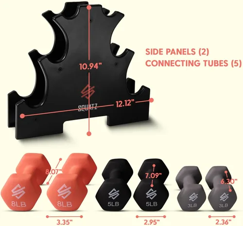 Miniatura 7 de SQUATZ Dumbbell Weights Set with Stand Negro