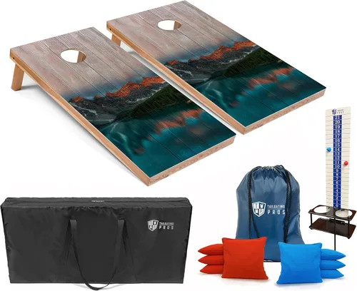 Miniatura 10 de Tailgating Pros Juego de tablas de agujero de maíz con bolsas de frijoles, marcador de puntuación y estuche de transporte, lanzamiento de bolsas