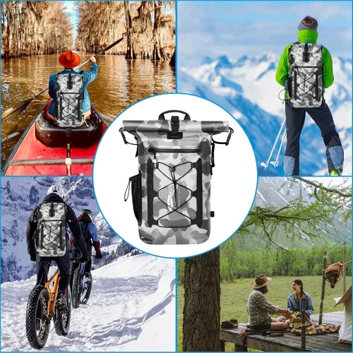 Miniatura 7 de Mochila impermeable para hombres y mujeres – Mochila flotante enrollable para kayak, rafting, canotaje, playa (negro)