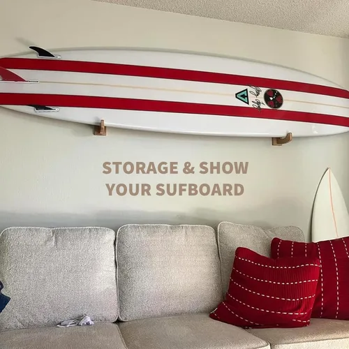 Miniatura 7 de Tablas de surf de madera para montar en la pared para almacenar y exhibir tus tablas de surf/skimboards/patinetas