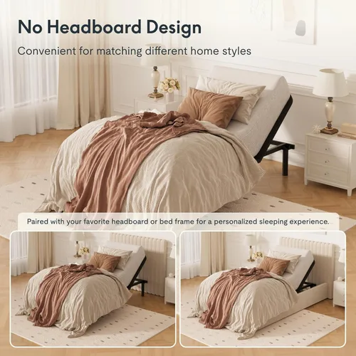 Miniatura 8 de FLEXISPOT Base de cama ajustable Twin XL–Gravedad cero y masaje relajante, posiciones de memoria, motor ultra silencioso, montaje rápido, patas