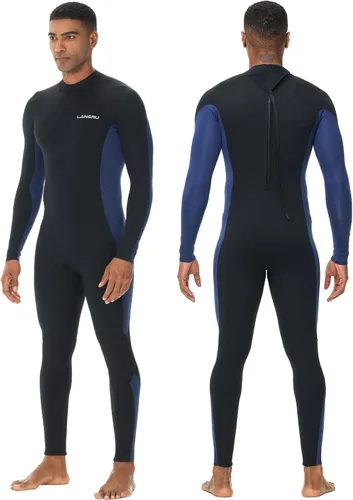 Traje de neopreno para hombre, 5/0.157 in mejorado de neopreno CR para hombres, traje térmico ideal para agua fría, cremallera trasera para surf,