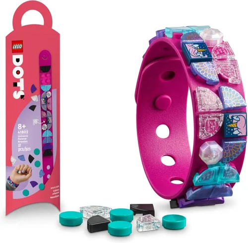 LEGO DOTS Unicorns Forever - Kit de fabricación de pulseras de juguete 41802, gran regalo de unicornio para niñas y niños creativos, kit de pulsera