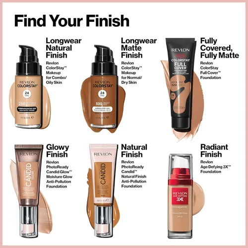 Miniatura 5 de Base líquida de Revlon ColorStay de cobertura completa de larga duración con acabado mate, maquillaje facial ligero resistente al calor y al sudor