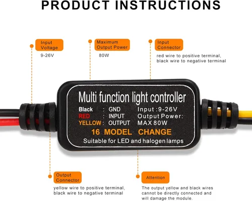 Miniatura 4 de Controlador estroboscópico de flash LED, 80 W universal DC9‑26 V, 16 modos estroboscópicos, luz de freno, intermitente, módulo estroboscópico de luz