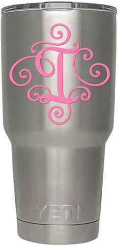 Miniatura 25 de Monogram - Calcomanía troquelada/vinilo adhesivo. Haga clic para opciones de color/letra. Disponible en cuatro colores y todas las letras de la A