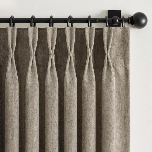 Miniatura 18 de 2 paneles de cortinas plisadas de lino beige de 84 pulgadas de largo, para dormitorio y sala de estar, cortina plisada con ganchos y pestaña trasera