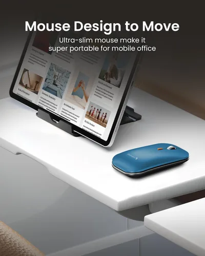 Miniatura 5 de ProtoArc XKM01 - Teclado y mouse plegables, combo de mouse inalámbrico plegable de tamaño completo para viajes de negocios, una suite de oficina Azul