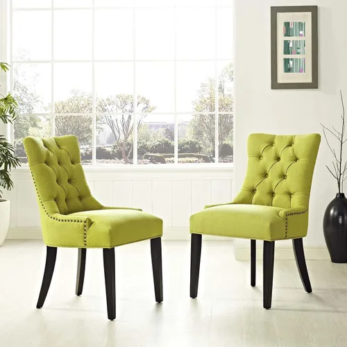 Miniatura 7 de Modway Regent Modern - Sillas de comedor tapizadas de tela copetuda con ribete de clavos en granito