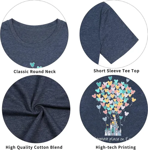 Miniatura 6 de Camisas mágicas para mujer, camisa Magic Kingdom, camiseta de manga corta con el lugar más feliz de la tierra, camiseta de vacaciones familiares