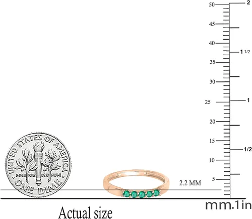 Miniatura 149 de Dazzlingrock Collection Anillo de boda redondo de 5 piedras preciosas o diamantes para mujer en oro macizo de 10 K/14 K/18 K