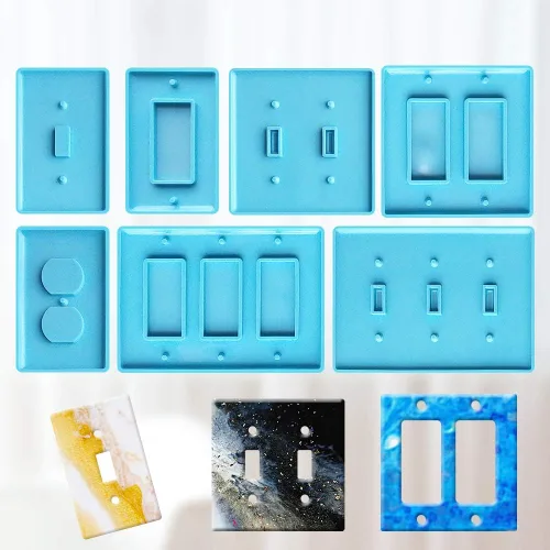Miniatura 7 de 7 moldes de resina para cubierta de interruptor de luz, molde de yeso para panel de enchufe de interruptor para resina epoxi, moldes de silicona
