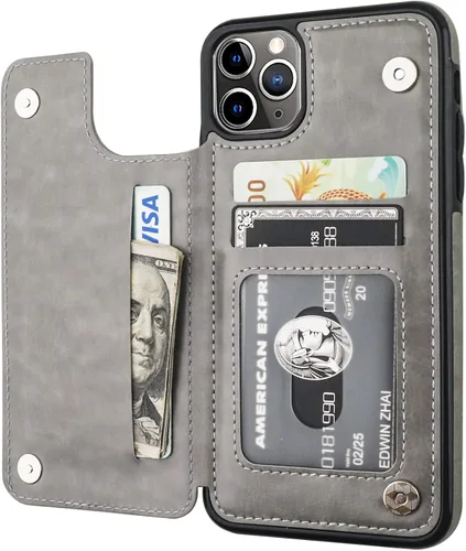 Miniatura 9 de OT ONETOP - Funda tipo cartera para iPhone 11 Pro Max con tarjetero y ranuras para tarjetas, doble cierre magnético y funda duradera a prueba de Oro