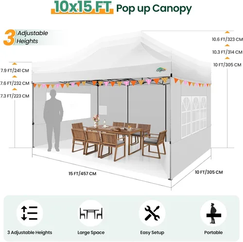 Miniatura 209 de COBIZI Tienda de campaña desplegable de 6.6 x 6.6 pies, toldo resistente, fácil de instalar, impermeable, para exteriores, fiestas, playa, jardín