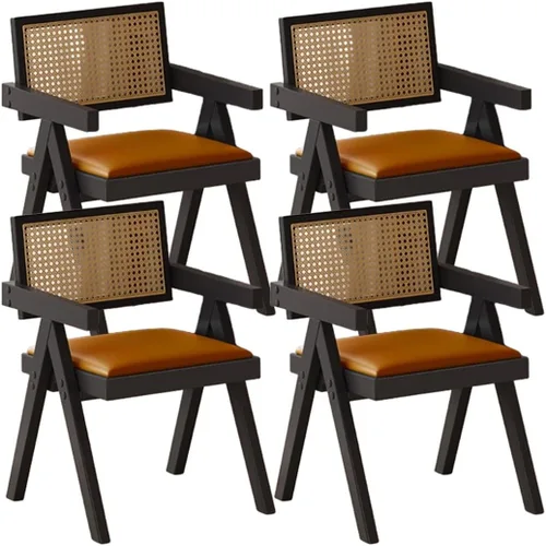 Miniatura 30 de YVYKFZD Juego de sillas de comedor de ratán, sillas de comedor de madera, sillas de cocina con respaldo tejido, sillón tapizado, silla auxiliar