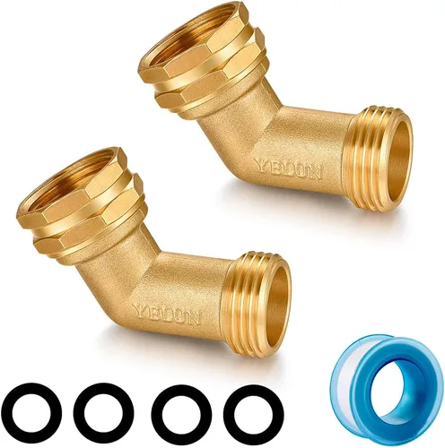 Miniatura 8 de Conector de codo de manguera de jardín, accesorios de tubería de latón macizo de 45 grados, codo de manguera, elimina el estrés y la tensión