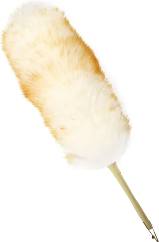 Miniatura 19 de Plumero de lana de cordero de 16 pulgadas de largo, mango de madera maciza, correa para colgar de cuero para limpiar ventiladores de techo, Marrón