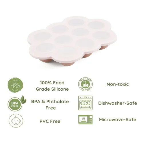 Miniatura 2 de PandaEar Cloud - Paquete de 2 bandejas de silicona para congelador de alimentos para bebés con tapas, marcas de medición de 1 onza para porciones