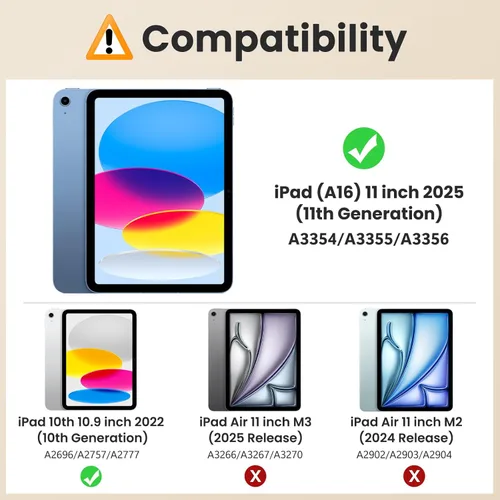 Miniatura 2 de MoKo Funda para iPad A16 de 11 pulgadas, funda para iPad de 11ª/10ª generación (2025/2022) con soporte para lápices y bolsillo, funda con soporte