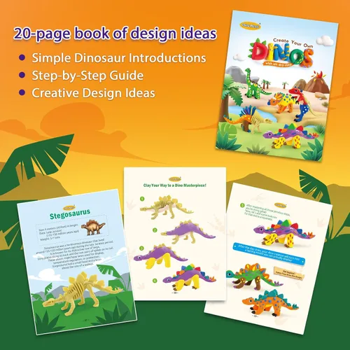 Miniatura 4 de Kit de arcilla de aire seco de dinosaurios de Drama Planet – Crea 5 modelos de dinosaurios con 12 colores de arcilla para modelar, guía