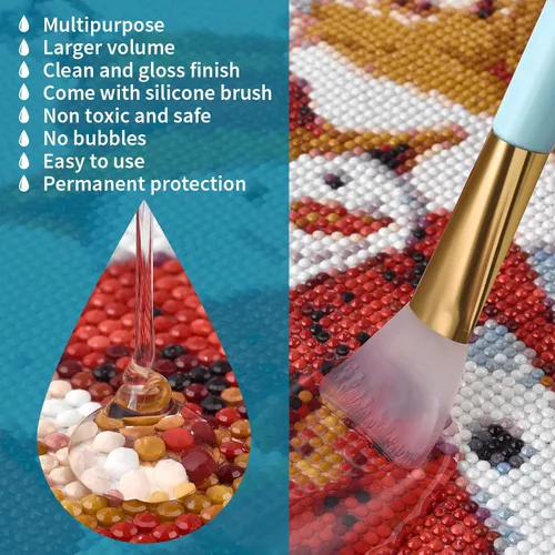 Miniatura 2 de LANBEIDE Sellador de Pintura de Diamante Actualizado 200ML (6.8 fl oz) con Pincel de Silicona 2 Paquetes, Sellador de Pegamento para Pintura