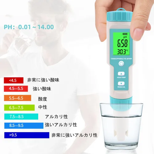 Miniatura 5 de Medidor de pH 7 en 1 Gomass 0.01 Probador de pH de alta precisión digital para agua TDS/EC/Salinidad/Temp/ORP/S. G/PH Probador de pluma de agua Azul