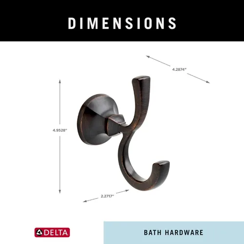 Miniatura 5 de DELTA FAUCET Rubber Limited 76435-RB Ashlyn - Accesorio de baño con gancho doble para toallas en bronce veneciano