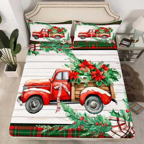 Miniatura 36 de Juego de sábanas con diseño de Papá Noel y muñeco de nieve para niños, niñas y niños, de temática navideña, juego de cama con diseño de árbol