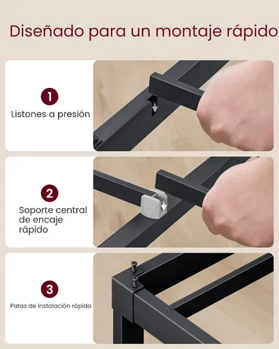 Miniatura 5 de VASAGLE Base de cama de metal tamaño individual de 14 pulgadas de alto, capacidad de peso de 550 libras, no necesita somier, con almacenamiento