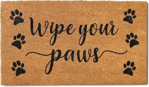 MAINEVENT Wipe Your Paws - Felpudo para exteriores, 30 x 17 pulgadas, tapete para puerta limpia tus patas, tapete de bienvenida de fibra de coco,