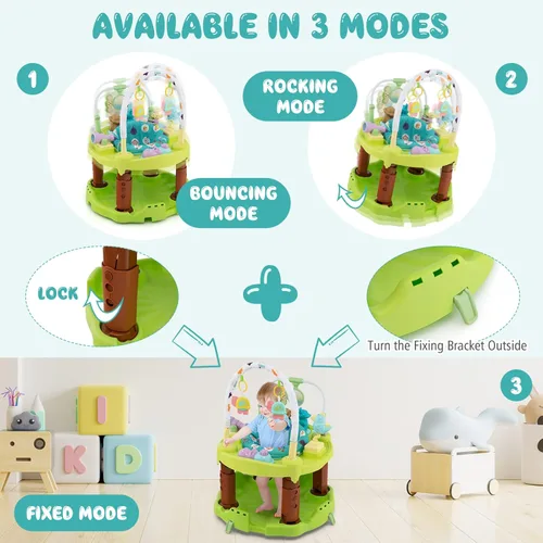 Miniatura 5 de BABY JOY Centro de actividades para bebé Bouncer, centro de actividades y mesa 3 en 1 Tapete de juego para bebés, platillo de actividad de rebote