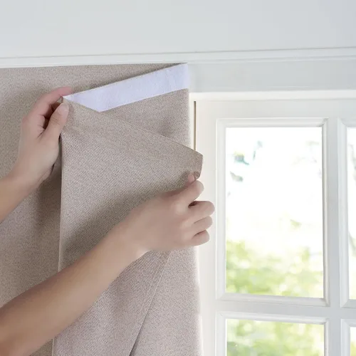 Miniatura 9 de NICETOWN Blue Linen - Cortina autoadhesiva 100% opaca para caravana, sin taladro, fácil de instalar, para ventana de cocina, 35 pulgadas de ancho x