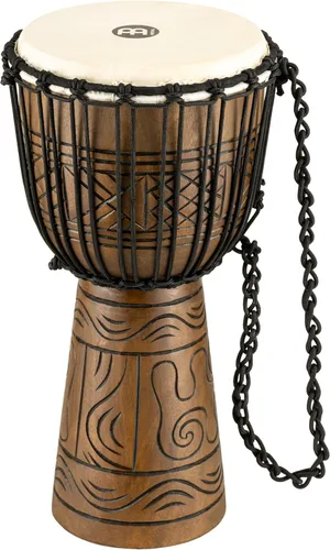 Miniatura 11 de Instrumento de círculo de tambores de mano Djembe, Serie Headliner de caoba tallada — NO HECHO EN CHINA — Cuerdas de tejido africano Mali