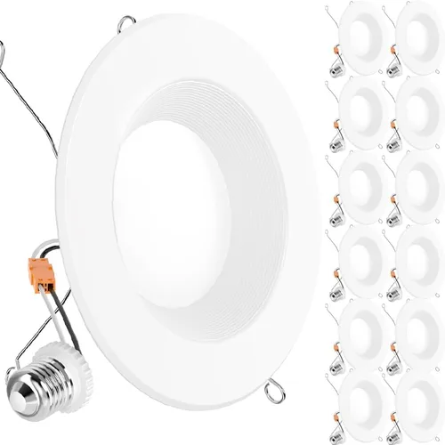 Sunco - Juego de 12 luces LED empotrables de reajuste de 15,2 cm, luces de techo de tipo candelabro, borde deflector, 965 lm, 13 W (equivalente a