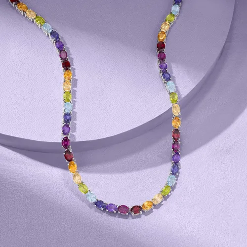 Miniatura 3 de Ross-Simons Collar de tenis con piedras preciosas en plata de ley, Gema, multi