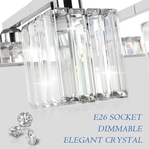 Miniatura 7 de Aipsun Lámparas de tocador de baño, 6 luces, cromadas, para baño, accesorios de iluminación de tocador de cristal (excluye bombilla)